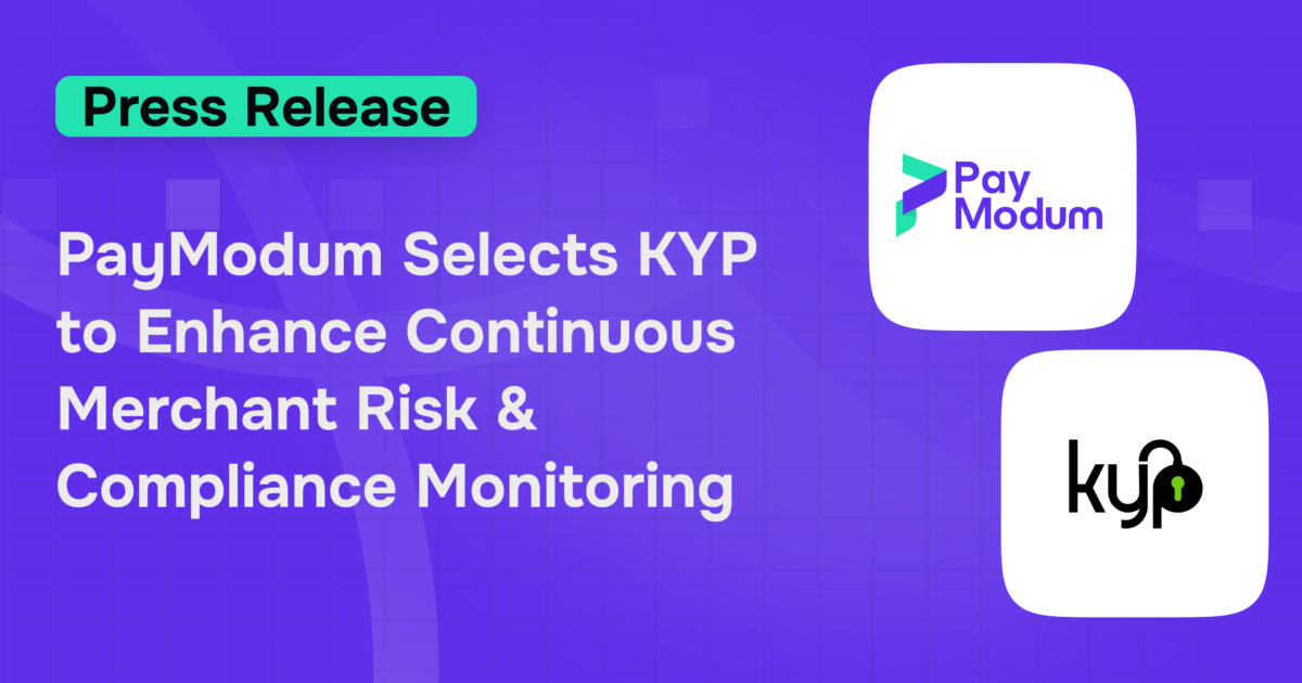 PayModum Selects KYP to Strengthen Continuous Merchant Risk & Compliance Monitoring