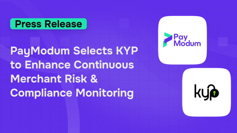PayModum Selects KYP to Strengthen Continuous Merchant Risk & Compliance Monitoring